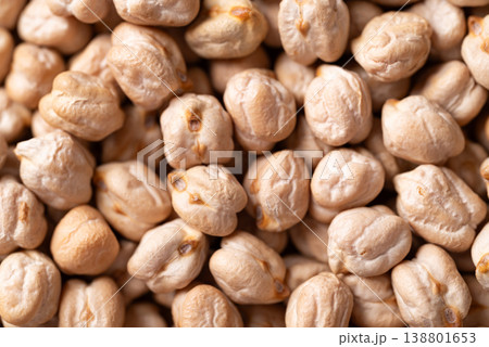Close up of organic raw chickpeas texture background, healthy food ingredient 138801653