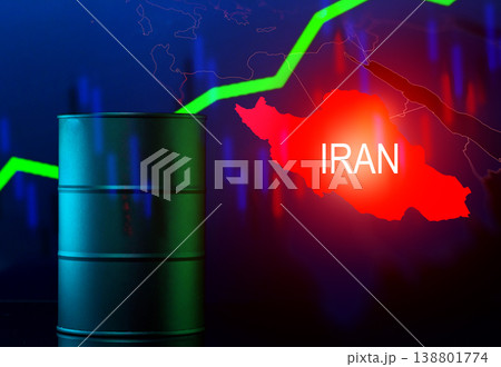 Oil crisis in 2026 marked by Iran and USA conflict displayed with a green trend line 138801774