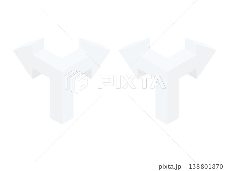 二手に分かれたアイソメトリックな矢印のセット（グレー） 138801870