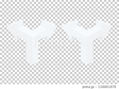 二手に分かれたアイソメトリックな矢印のセット（グレー） 138801870