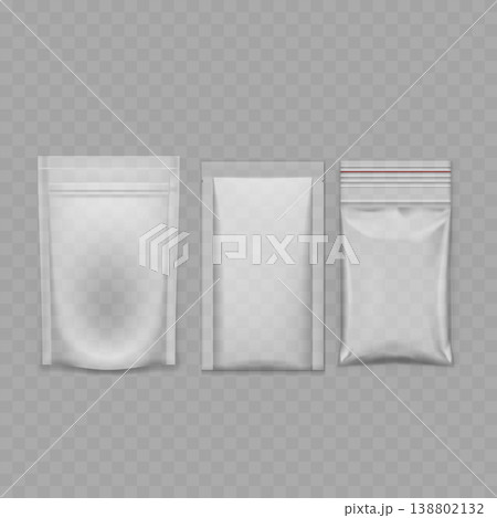 Realistic White Sachet and Wrapper Mockup Set. Vector Blank Stick Pack, Flow Pouch, and Candy Bar Packaging Templates. Realistic White Sachet and Wrapper Mockup Set. Vector Blank Stick Pack, Flow Pouch, and Candy Bar Packaging Templates. 138802132