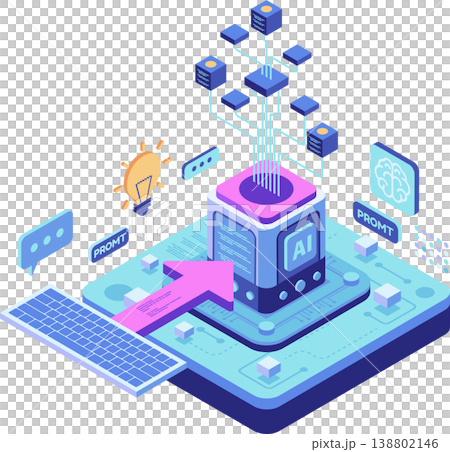 Isometric AI Processing Data and Prompt Engineering 138802146