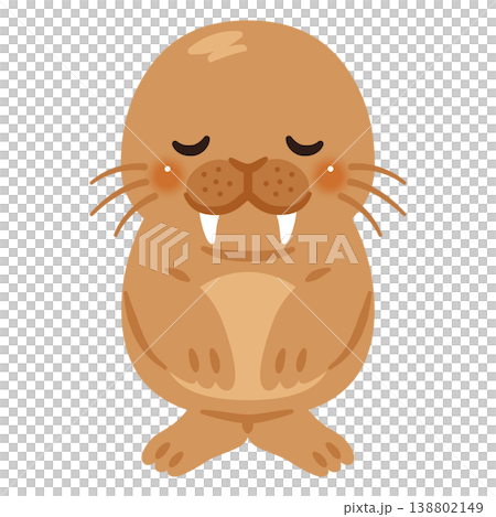 お辞儀するセイウチのキャラクターイラスト お辞儀するセイウチのキャラクターイラスト 138802149