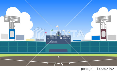甲子園球場と入道雲　16：9 138802192