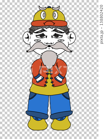 Cartoon Character Illustration of an Old Man with Grey Mustache and Beard Wearing Traditional Red Jacket, Cute Elderly Asian Man Character Design in Casual Outfit with Yellow Hat and Blue Trousers Cartoon Character Illustration of an Old Man with Grey Mustache and Beard Wearing Traditional Red Jacket, Cute Elderly Asian Man Character Design in Casual Outfit with Yellow Hat and Blue Trousers 138802420