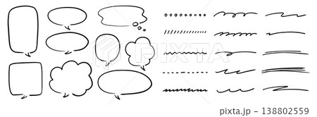 手描きのラインと吹き出しセット 手描きのラインと吹き出しセット 138802559