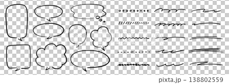手描きのラインと吹き出しセット 手描きのラインと吹き出しセット 138802559