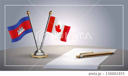 Small national flag of Colombia and Canada flag Relation, Template Vector Illustration 138802855