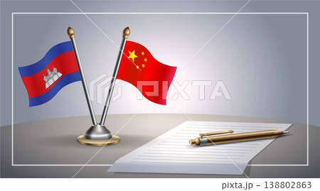 Small national flag of Colombia and China flag Relation, Template Vector Illustration 138802863