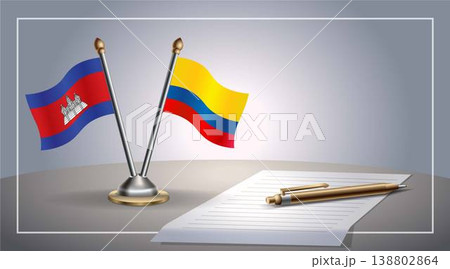 Small national flag of Colombia and Colombia flag Relation, Template Vector Illustration 138802864