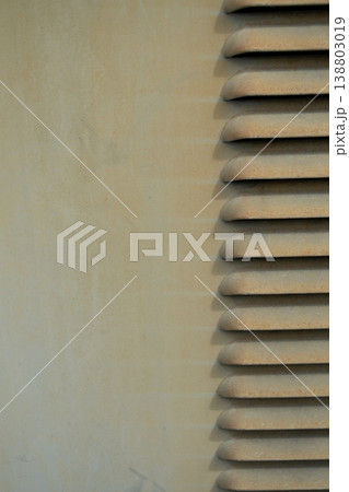Minimal industrial wall with vent detail beige texture abstract architectural background modern design copy space 138803019
