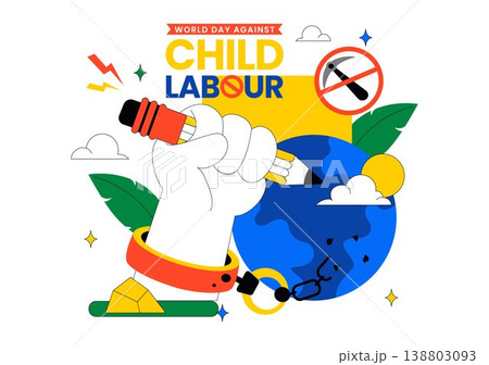 World Day Against Child Labour Vector Illustration Featuring Child Protection Awareness, Stop Exploitation Symbol and Social Justice Campaign Design World Day Against Child Labour Vector Illustration Featuring Child Protection Awareness, Stop Exploitation Symbol and Social Justice Campaign Design 138803093