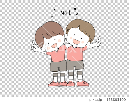 NO1を喜ぶバレーボール部男子 138803100