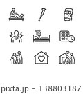 リハビリ・介護・在宅ケアのUIアイコンセット 9種 透過PNG フラットデザイン 138803187