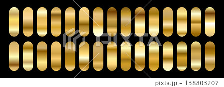 Elegant Gold gradient Foil. Background with metallic Palette and copper swatch. Vector set of Gold or champagne texture patterns with holographic frames 138803207