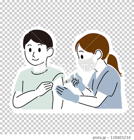 シンプルなタッチの男性患者に注射する看護師 138803238
