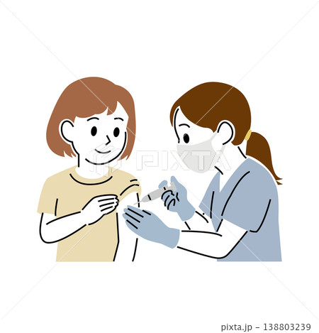 シンプルなタッチの女性患者に注射する看護師 138803239