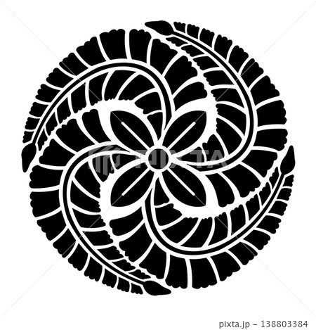 文様　四つ巴藤 138803384