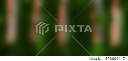 Abstract Nature Blur Background with Vertical Tree Trunks and Green Foliage Bokeh. Soft Defocused Forest Landscape with Natural Green and Earthy Brown Tones 138803447