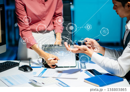 Co working process, team working.Coding software developer work with AR new design dashboard computer icons.team business concept 138803865