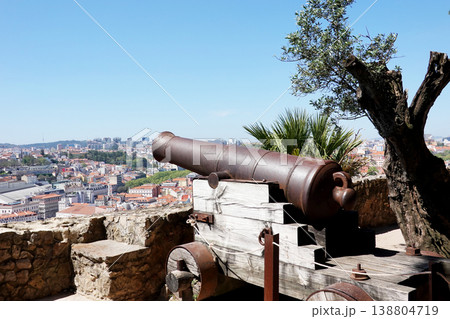 Historic Cannon Overlooking Lisbon from Sao Jorge Castle Historic Cannon Overlooking Lisbon from Sao Jorge Castle 138804719