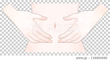 Illustration of a hand on the stomach Illustration of a hand on the stomach 138804890