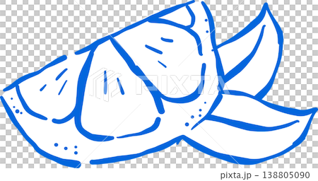 Hand drawn Lemon Outline with stem and leaf Whimsical Doodle 138805090