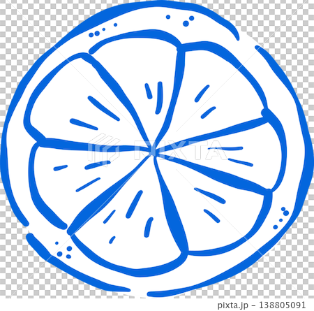 Hand drawn Lemon Outline with stem and leaf Whimsical Doodle 138805091