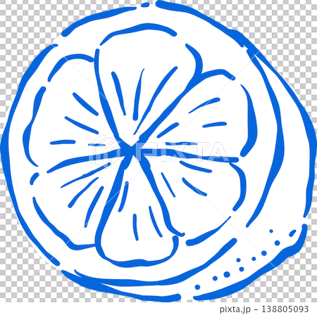 Hand drawn Lemon Outline with stem and leaf Whimsical Doodle 138805093