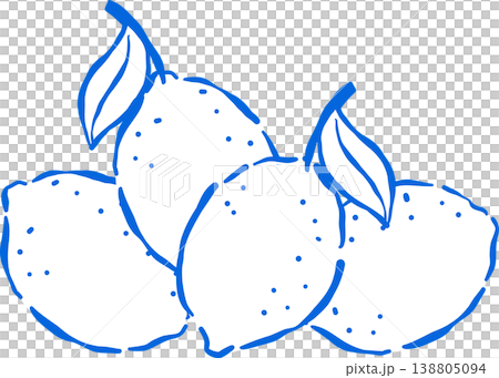Hand drawn Lemon Outline with stem and leaf Whimsical Doodle 138805094