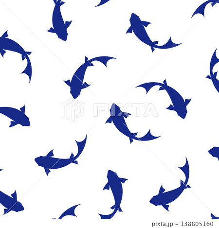 魚で構成した抽象的なシームレスパターン, 138805160