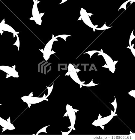 魚で構成した抽象的なシームレスパターン, 魚で構成した抽象的なシームレスパターン, 138805161