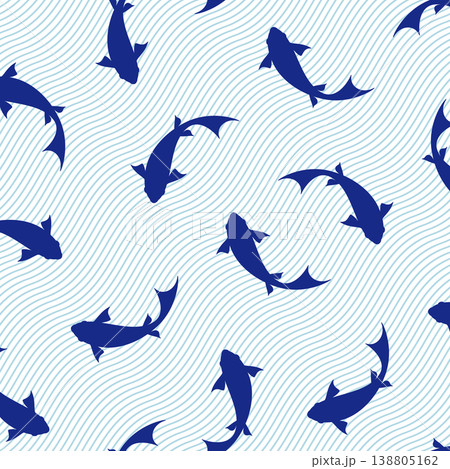 魚で構成した抽象的なシームレスパターン, 魚で構成した抽象的なシームレスパターン, 138805162