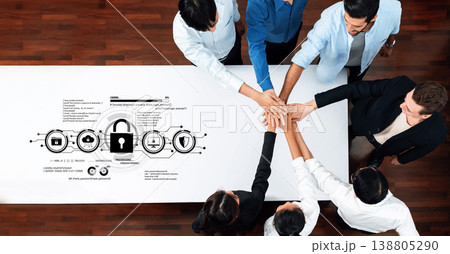 Collaborative Group Meeting with Team Members Emphasizing Security and Connection in Modern Workspace Environment Trope 138805290