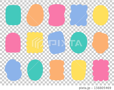 ゆるいフレームのベクターイラストセット。枠、楕円、曲線 ゆるいフレームのベクターイラストセット。枠、楕円、曲線 138805469