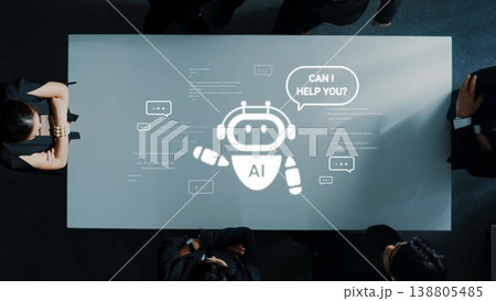 Engaging Business Meeting with AI Chatbot Assistance at a Modern Conference Table Surrounded by Professionals Collaborating and Sharing Ideas Gluon Engaging Business Meeting with AI Chatbot Assistance at a Modern Conference Table Surrounded by Professionals Collaborating and Sharing Ideas Gluon 138805485