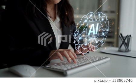 AI Brain Processing Data with Generative Artificial Intelligence Concept Muxer 138805740