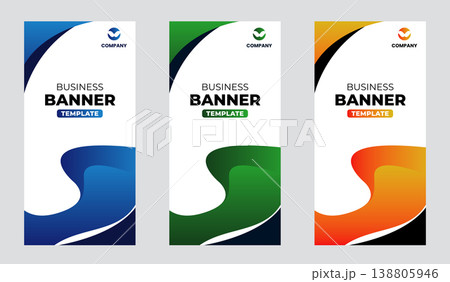 Set of Vertical Business Banner Template. Modern Graphic Design with Abstract Gradient. 138805946