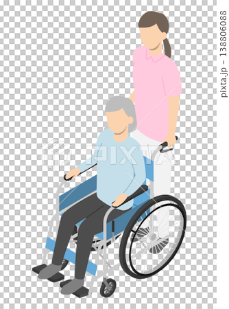 Wheelchair caregiver (isometric) 138806088