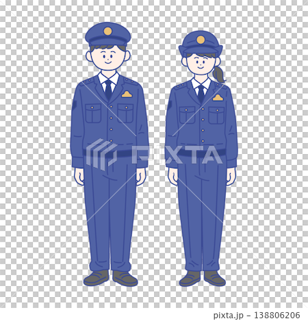 男女の日本人警察官全身イラスト 男女の日本人警察官全身イラスト 138806206