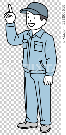 一名工人的全身鏡頭，他正指著某個方向。 138806619
