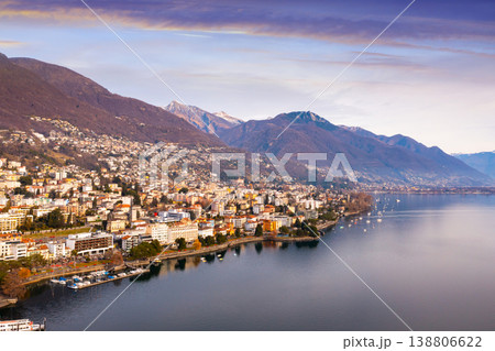 Shore of Lake Maggiore in Locarno, Switzerland Shore of Lake Maggiore in Locarno, Switzerland 138806622
