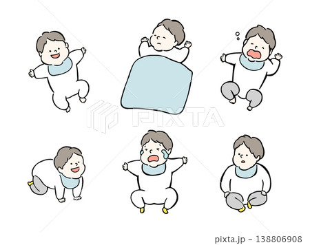 赤ちゃん表情いろいろイラストセット_3 赤ちゃん表情いろいろイラストセット_3 138806908