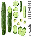いろいろな切り方のきゅうりセット(半分・スライス・短冊切り・賽の目切り) 138806968