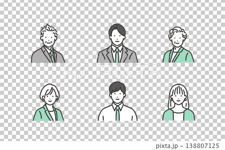 一組圖標,描繪了不同年齡的商業人士,採用簡潔的線條藝術風格繪製。 一組圖標,描繪了不同年齡的商業人士,採用簡潔的線條藝術風格繪製。 138807125