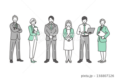 幅広い世代のビジネスパーソン　ベクター全身イラスト素材 138807126