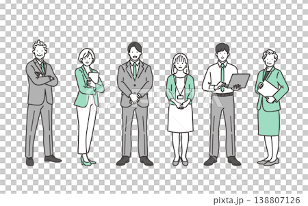 幅広い世代のビジネスパーソン　ベクター全身イラスト素材 138807126