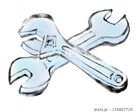 墨絵イラスト　水墨画　工具セット 138807720