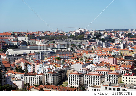 Historic Lisbon Old Town Panorama with Red Tiled Roofs, Portugal Historic Lisbon Old Town Panorama with Red Tiled Roofs, Portugal 138807792