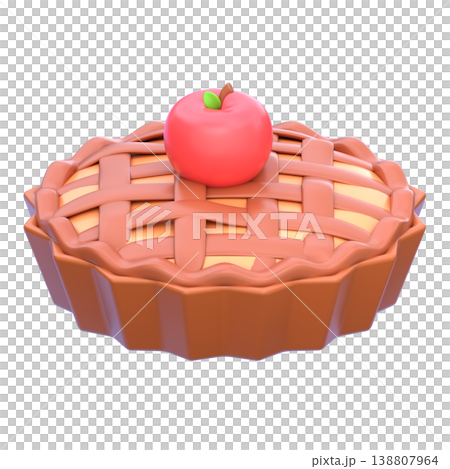 Cute 3D Apple Pie Icon, Classic Sweet Dessert with Lattice Crust, Soft Rounded Illustration for Bakery UI App Icon Food Sticker Design Cute 3D Apple Pie Icon, Classic Sweet Dessert with Lattice Crust, Soft Rounded Illustration for Bakery UI App Icon Food Sticker Design 138807964